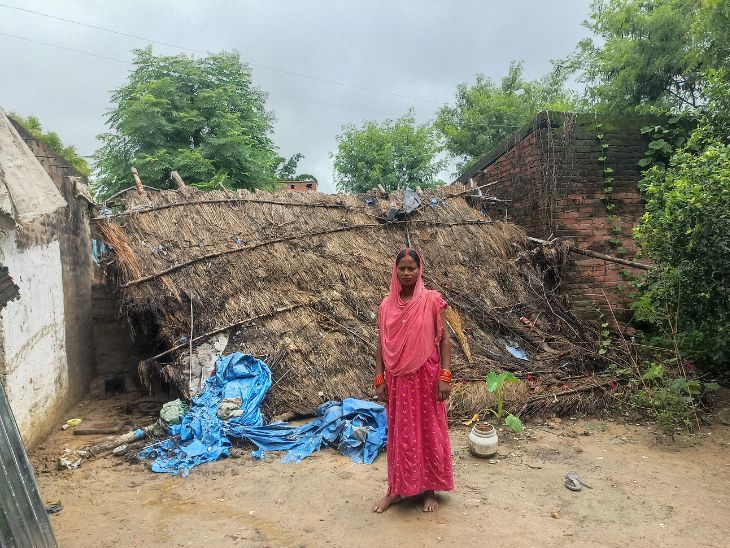 Thatched hut collapsed due to heavy rain