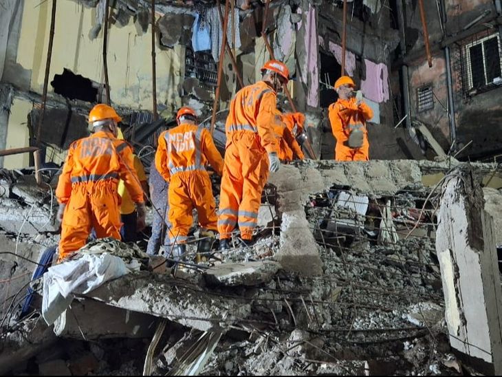 Palghar Building Collapse Tragedy; Virar NDRF | Maharashtra News | पालघर में बिल्डिंग गिरी, मौत का आंकड़ा 15 पहुंचा: हादसे के वक्त चौथी मंजिल पर बर्थडे पार्टी चल रही थी; मलबे में मेहमान भी दबे