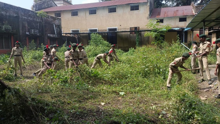 Cleanliness drive: Cadets clean the school