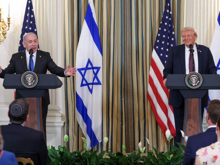 ट्रम्प-नेतन्याहू मुलाकात, इजराइल गाजा में सीजफायर को तैयार:ट्रम्प ने 20-पॉइंट प्लान बनाया; कहा- हमास इसे नहीं माना तो उसे खत्म कर दो