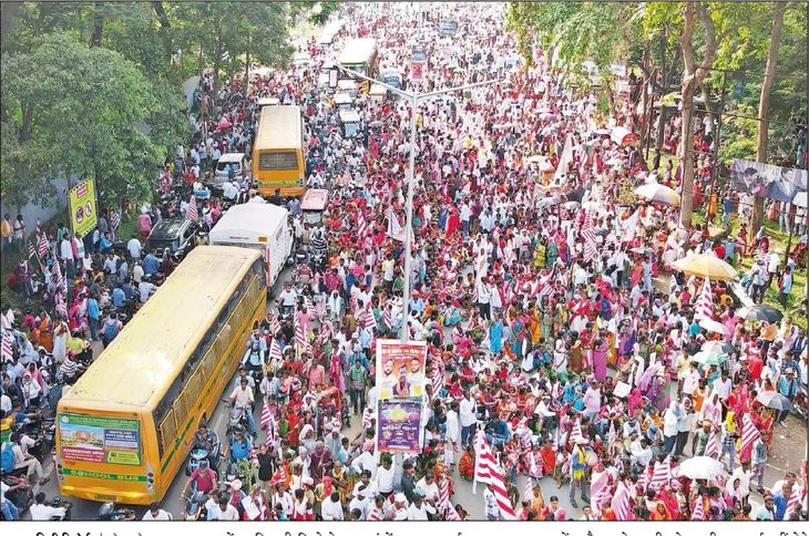 Tribals carrying bows and arrows took out a massive public outrage ...