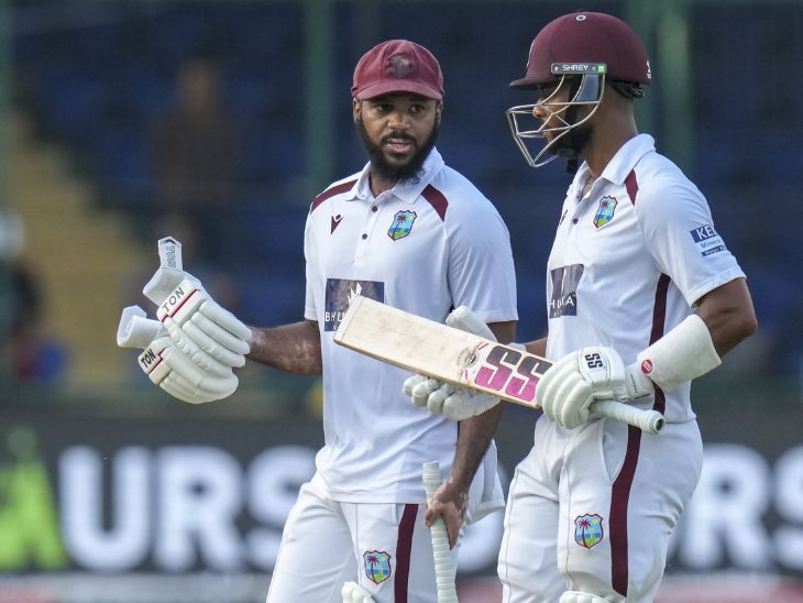 India lead by 97 runs in Delhi Test West Indie Shai Hope John Campbell | दिल्ली टेस्ट में भारत 97 रन से आगे: दूसरी पारी में वेस्टइंडीज- 173/2, होप और कैम्पबेल ने फिफ्टी लगाई; सिराज-सुंदर को 1-1 विकेट