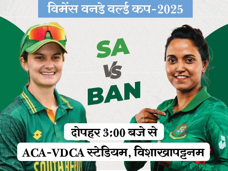 SA-W Vs BAN-W World Cup LIVE Score Update; Laura Wolvaardt Nigar Sultana | विमेंस वर्ल्ड कप में आज साउथ अफ्रीका Vs बांग्लादेश: SA के पास जीत की हैट्रिक लगाने का मौका, BAN का रिकॉर्ड खराब