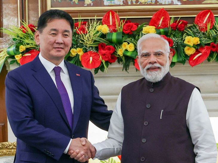 पीएम मोदी से मिले मंगोलिया के राष्ट्रपति:₹15 हजार करोड़ की ऑयल रिफाइनरी पर समझौता हुआ, मंगोलिया मिनरल्स की सप्लाई चेन मजबूत करेगा