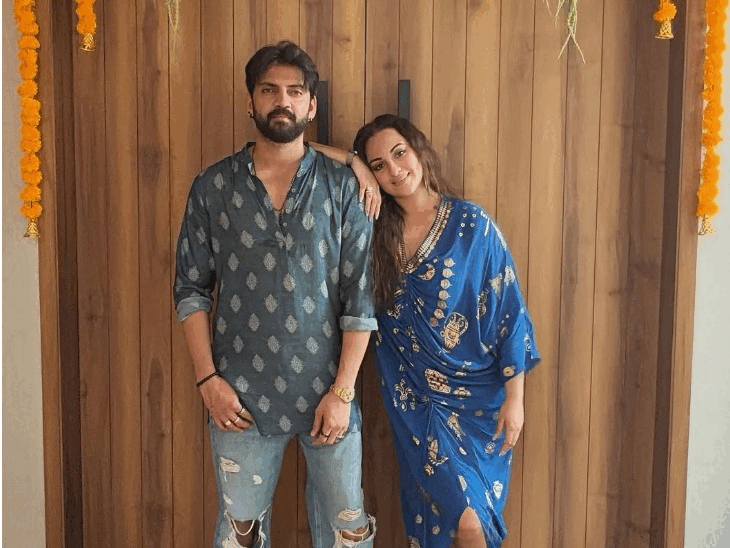 Sonakshi-Zaheer celebrated Diwali in their new house | सोनाक्षी-जहीर ने नए घर में मनाया दिवाली का जश्न: खुद डिजाइन करवाया घर का कोना-कोना, दिवाली पार्टी में दिखाई घर की इनसाइड तस्वीरें