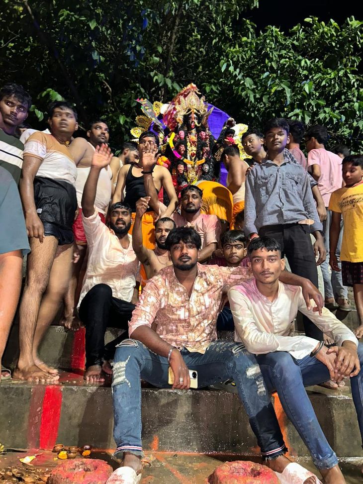 The immersion of the idol took place with the chanting of the ...