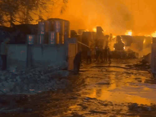 Massive fire at Kaladera Paper Mill Factory