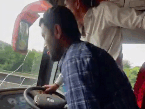 Video of driver change in high speed bus goes viral