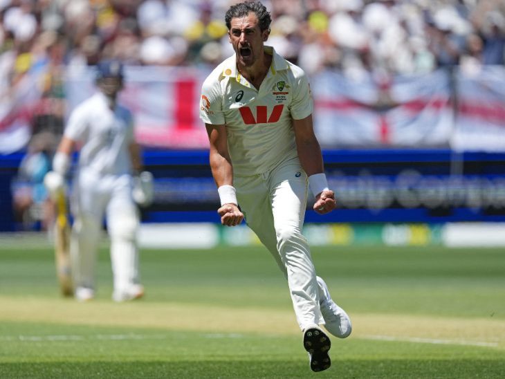 एशेज – पर्थ टेस्ट में लंच तक इंग्लैंड 105/4: ब्रुक-स्टोक्स नाबाद; ऑस्ट्रेलियाई पेसर स्टार्क ने पहले सेशन में 3 विकेट लिए