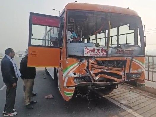 Roadways bus collided with the railing