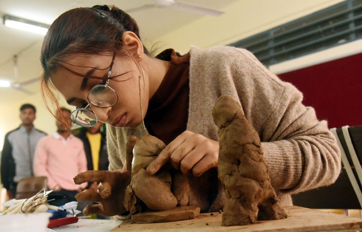 Students won hearts by making paintings, collages and clay sculptures.