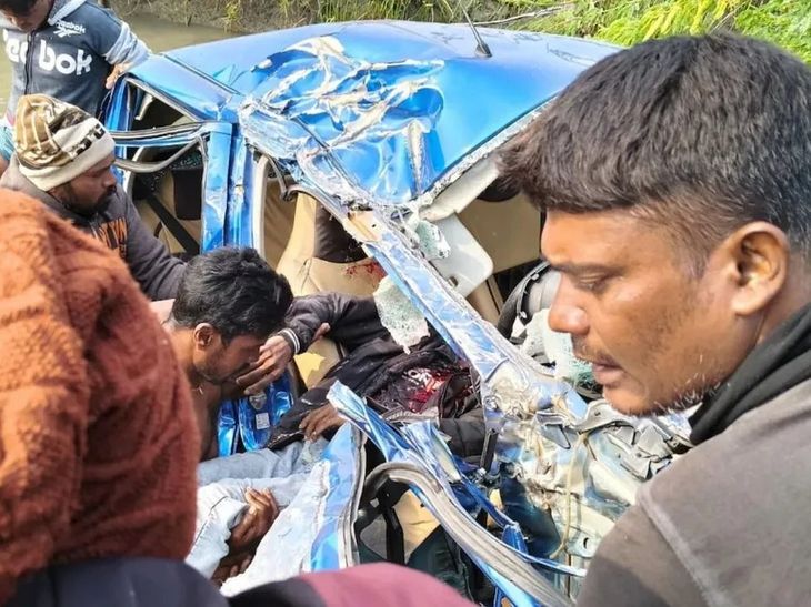 Sandeshkhali Witness Road Accident Update | Bholanath Ghosh | संदेशखाली मामले में मुख्य गवाह की कार का एक्सीडेंट: कोर्ट जाते वक्त ट्रक ने टक्कर मारी, बेटे-ड्राइवर की मौत; परिवार बोला- ये सुनियोजित हमला