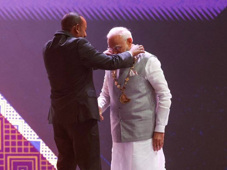 मोदी को इथियोपिया का सर्वोच्च सम्मान मिला:द ग्रेट ऑनर निशां पाने वाले पहले ग्लोबल लीडर बने; कल PM अली से द्विपक्षीय बैठक की