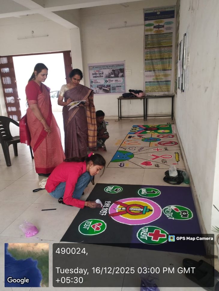 Message of AIDS prevention given through Rangoli in Jamul College ...