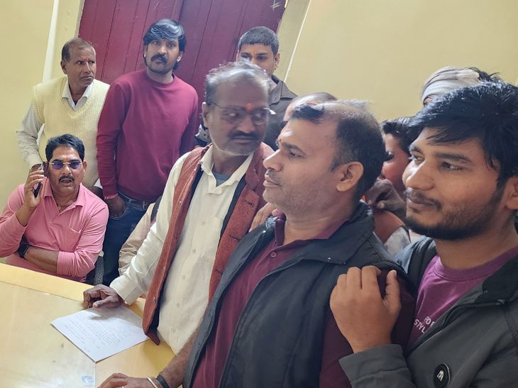 Villagers protest against stopping the construction of a temple in Atru