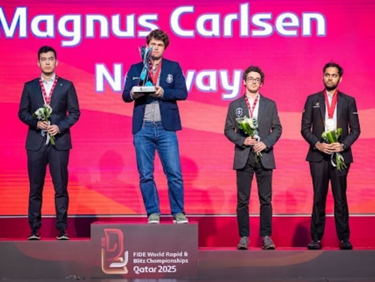 शतरंज के विश्व नंबर 1 कार्लसन ने नौवीं बार ब्लिट्ज़ खिताब जीता – अर्जुन एरिगेसी के लिए कांस्य, ऐसी उपलब्धि हासिल करने वाले दूसरे भारतीय खिलाड़ी।