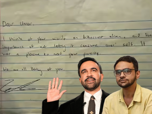 न्यूयॉर्क मेयर ममदानी ने उमर खालिद के नाम लेटर लिखा:कहा- तुम्हारी चिंता है; 8 अमेरिकी सांसद बोले- जमानत मिले, तिहाड़ जेल में है खालिद- INA NEWS