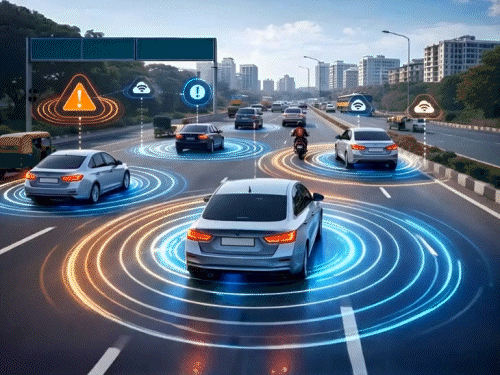 गाड़ियां अब खुद करेंगी अलर्ट! नई तकनीक से सुरक्षित सफर [एआई] तकनीक V2v Communication Mandatory By 2026 news image