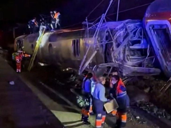 स्पेन में दो हाई स्पीड ट्रेनों के बीच टक्कर:20 से ज्यादा लोगों की मौत की आशंका; 73 पैसेंजर्स घायल, ट्रेन सेवाएं बंद