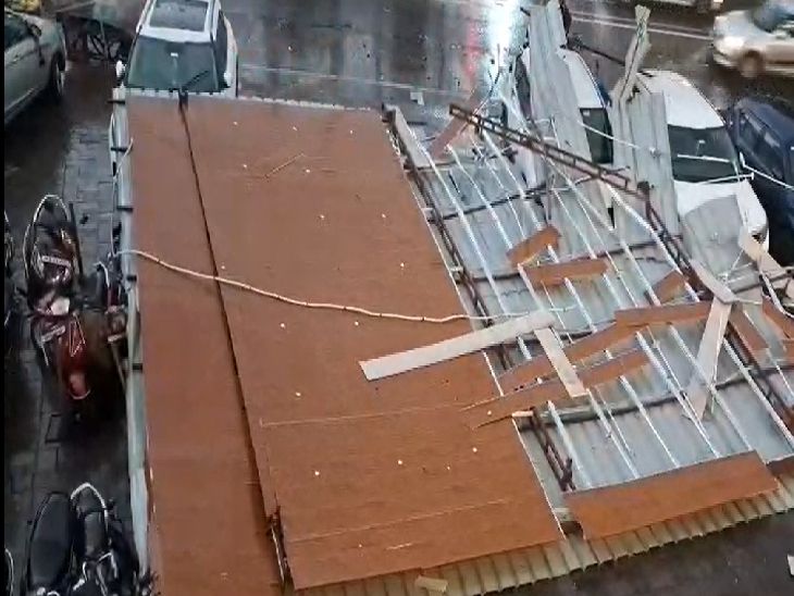 Bar shed collapses due to hailstorm and strong winds, vehicles damaged