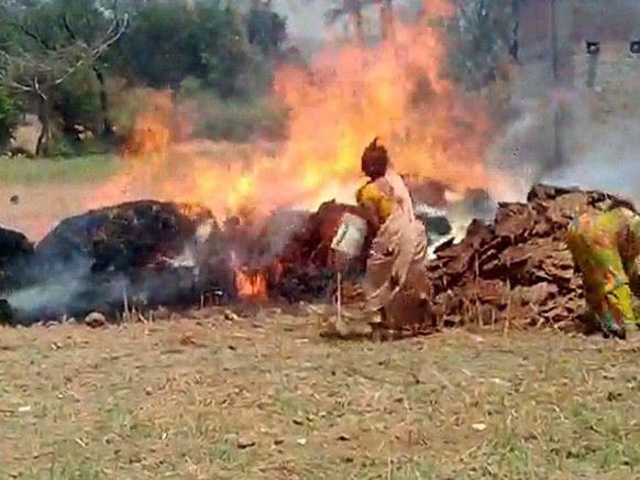 चतरा में बच्चों की शरारत से लगी आग:कूड़े के ढेर में बच्चों को मिली थी माचिस, खलिहान में रखा 100 बोझा गेहूं जलकर राख