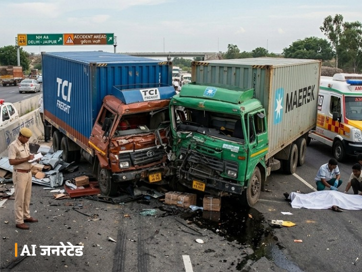 Canter Driver Killed After Container Collision on Rewari Highway