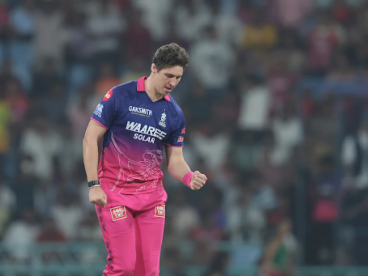 राजस्थान के नांद्रे बर्जर पर जुर्माना:मैच फीस का 10% कटेगा, एक डिमेरिट प्वाइंट है; लखनऊ के खिलाफ मैच में आचार संहिता का उल्लंघन