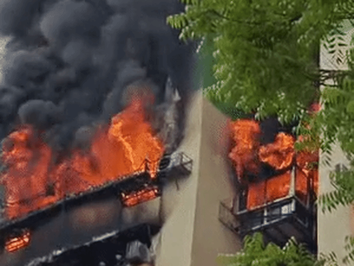 Ghaziabad Flat Fire Video | UP Green Avenue Society Building Fire ...