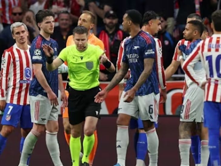 चैंपियंस लीग सेमीफाइनल के पहले चरण में एटलेटिको-आर्सेनल ड्रा: पेनल्टी गोल; फाइनल का फैसला लंदन में दूसरे चरण में होगा।