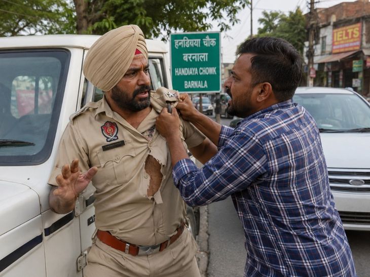 बरनाला में पुलिसकर्मी से अभद्रता, वर्दी फाड़ी गई:  ड्यूटी पर जा रहे जाते समय आरोपी ने मारी गाड़ी में टक्कर, समझाने के बाद भी की धक्कामुक्की – Barnala News