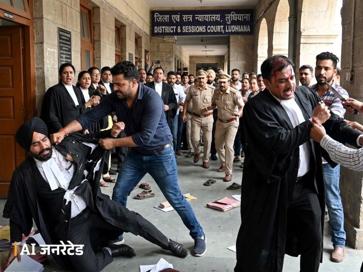 लुधियाना कोर्ट कॉम्प्लेक्स में बवाल:  वकील पर जानलेवा हमला,कोर्ट के बाहर कपड़े फाड़े;बचाने आए साथी वकील पर भी तेज धार हथियार से वार – Ludhiana News