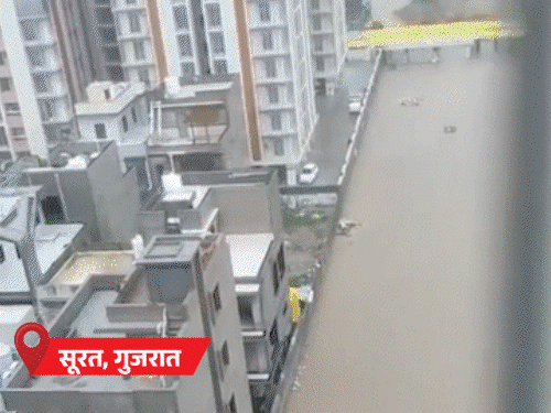 MP Youth Swept Away | Surat Flood Kills 19 in 3 Days; Lightning Strikes UP-Bihar MP Youth Swept Away | Surat Flood Kills 19 in 3 Days; Lightning Strikes UP-Bihar