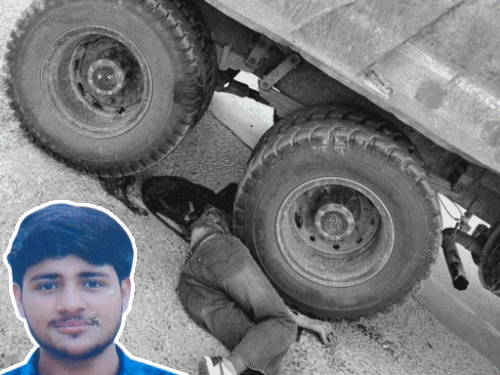Jaipur Accident News | Dumper Hits Bike Rider Student At Pokhariya Pulia