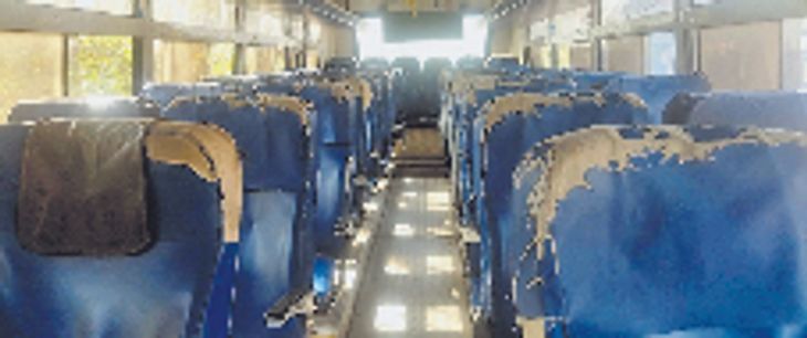 ST buses going to Ajantha Caves are dirty, driver's seats are also bent