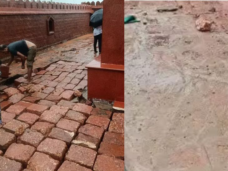 शिवरायांच्या पुतळ्याच्या चबुतऱ्याचा खचलेला भाग बुजवला:  राजकोट किल्ल्यावरील घटनेची मुख्यमंत्र्यांकडून गंभीर दखल, अधिकाऱ्यांकडून होणार पाहणी – Mumbai News