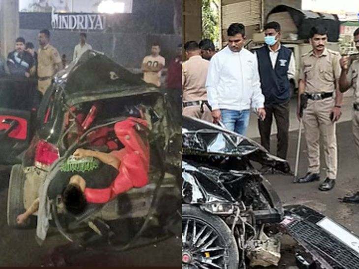 पुण्यात कोरेगाव पार्क परिसरात भीषण अपघात:  भरधाव कार मेट्रोच्या खांबावर आदळली, सख्ख्या चुलतभावांचा मृत्यू; VIDEO – Pune News