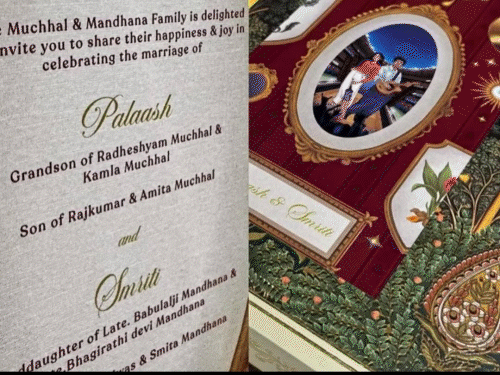 पलाश मुच्छल-स्मृती मंधानाच्या लग्नाची पत्रिका व्हायरल:  फॅन अकाउंटवरून निमंत्रण पत्रिका पोस्ट, 20 नोव्हेंबर रोजी लग्न करणार असल्याचा दावा