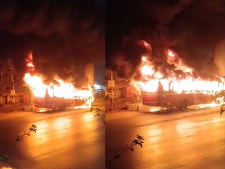 मुंबईत धावत्या इलेक्ट्रिक बेस्ट बसला भीषण आग:  पश्चिम द्रुतगती महामार्गावरील घटना; प्रवाशांचा जीव थोडक्यात बचावला – Mumbai News