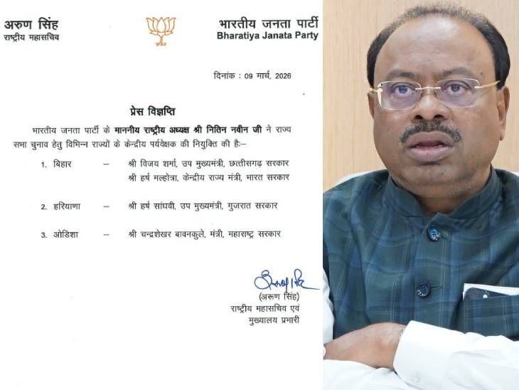 चंद्रशेखर बावनकुळे यांच्यावर भाजपकडून मोठी जबाबदारी: ओडिशा राज्यसभा निवडणुकीसाठी दिली केंद्रीय पर्यवेक्षकपदाची धुरा – Mumbai News चंद्रशेखर बावनकुळे यांच्यावर भाजपकडून मोठी जबाबदारी: ओडिशा राज्यसभा निवडणुकीसाठी दिली केंद्रीय पर्यवेक्षकपदाची धुरा – Mumbai News