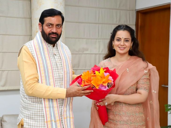 हरियाणाचे CM सैनी कंगना रनोटसोबत चित्रपट पाहणार:  काल दिल्लीत झालेल्या भेटीत ठरला प्लॅन; BBV च्या विशेष शोमध्ये पोहोचणार