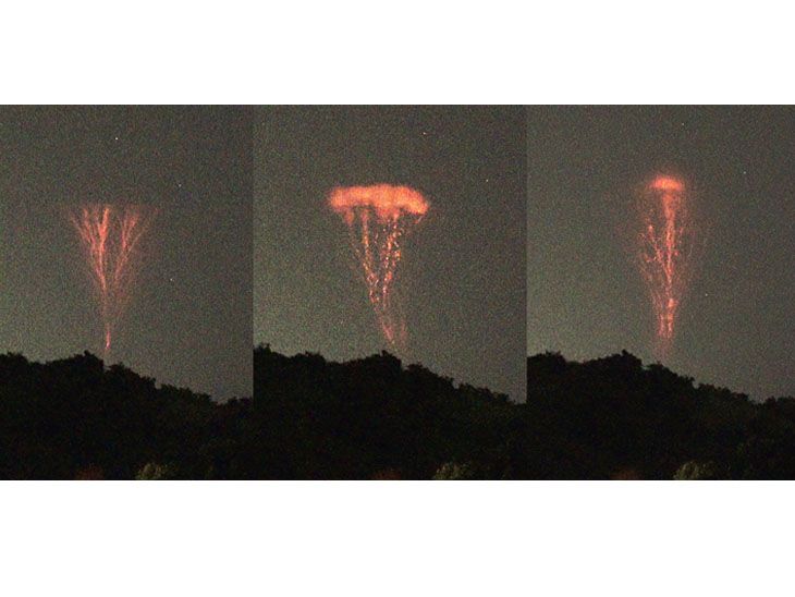Inverted lightning caused by thunderstorms