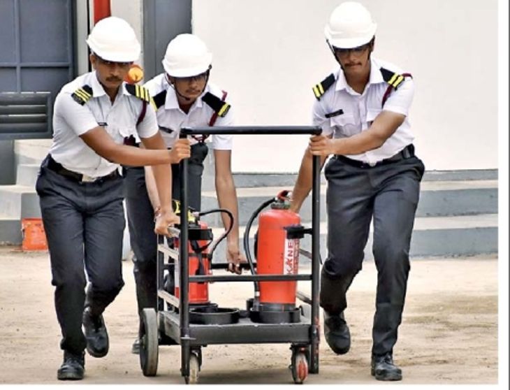 Fire complex equipped with devices like fire drill, tower smoke chamber