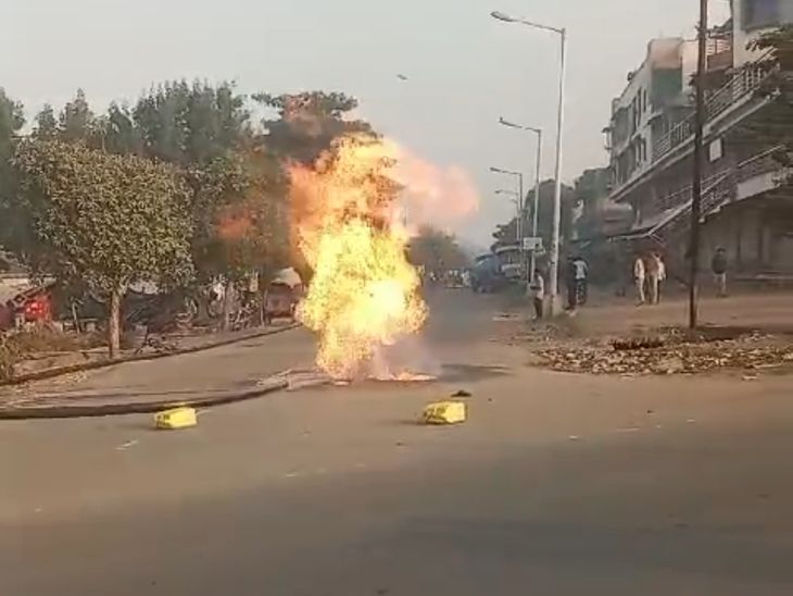 Two people burned in fire caused by gas line damage during power ...