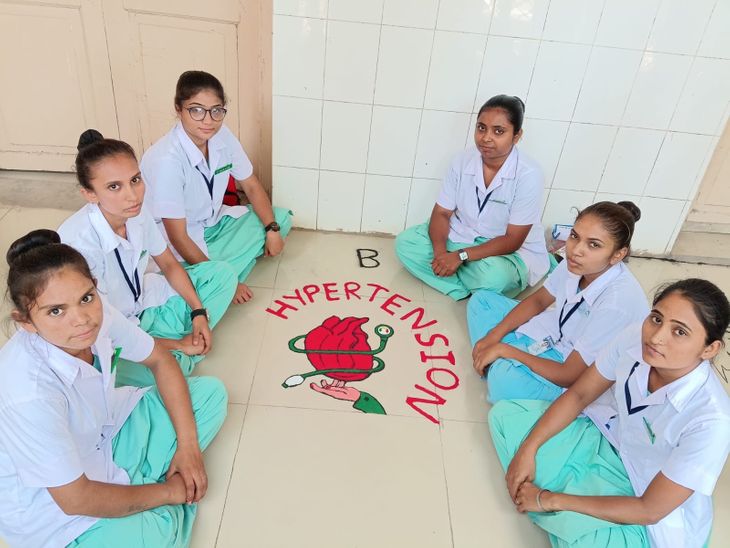 Nursing students spread health awareness through Rangoli in Dhrangadhra