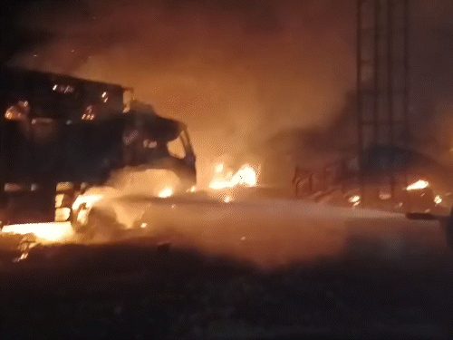 Explosion as LPG tanker overturns on Surajbari Highway