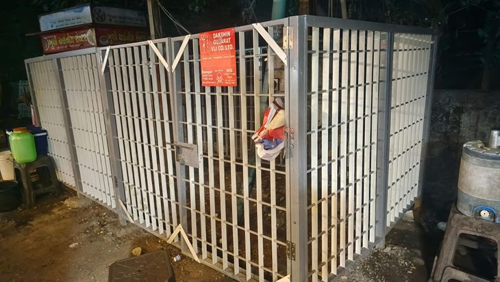 A new transformer railing was installed in place of the broken one near ...