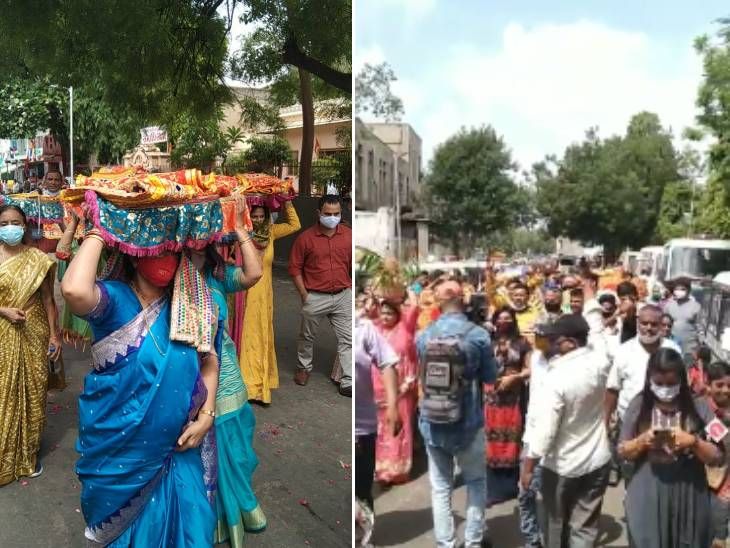 યજમાનો વાજતેગાજતે જગન્નાથ મંદિરમાં મામેરું લઈને પહોંચ્યા.