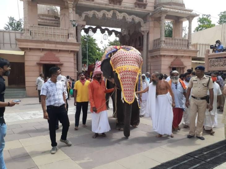 મંદિરના મહંત દિલીપદાસજીએ ગજરાજને પણ આવકાર્યા હતા.