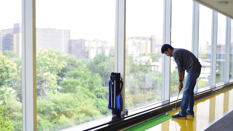 Where we play fake mini golf to take profile shots