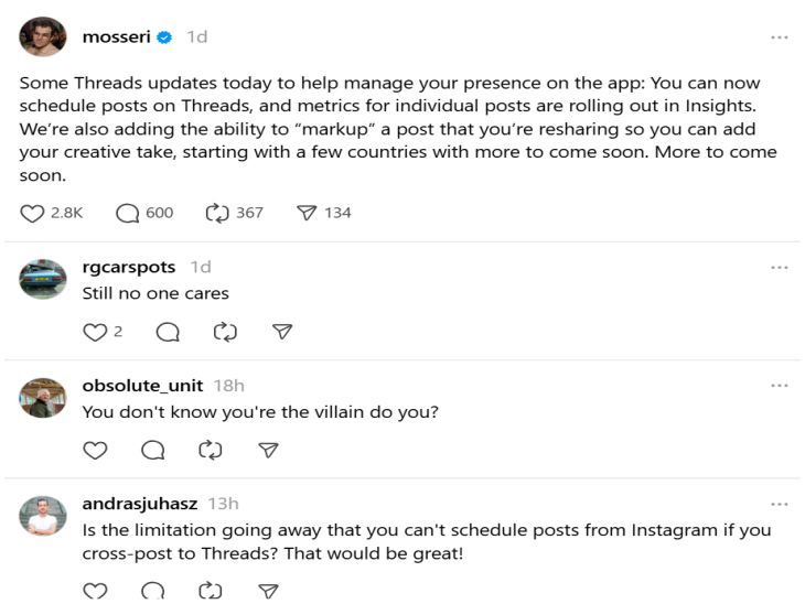 Threads now lets you schedule posts & track your insights